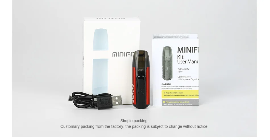 Набор цветов JUSTFOG MINIFIT Pod Vape Kit с аккумулятором 370 мАч и картриджем 1,5 мл pod system pod vape Kit vs Drag Nano/Kubi