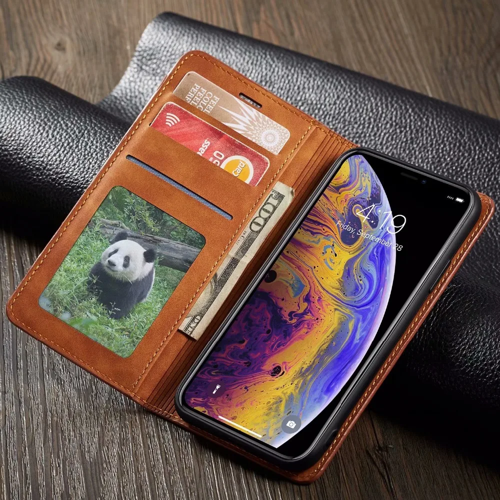 Магнитный кожаный чехол кошелек для iPhone 6 S 7 8 Plus iphone XS Max XR с отделением карт