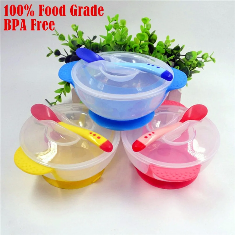 Чаша с термочувствительной ложкой и крышкой для кормления ребенка | Мать ребенок