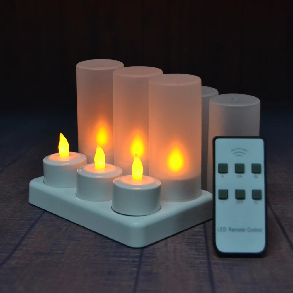 Перезаряжаемые желтый свет 6 шт. светодио дный СВЕТОДИОДНЫЕ СВЕЧИ Непламено