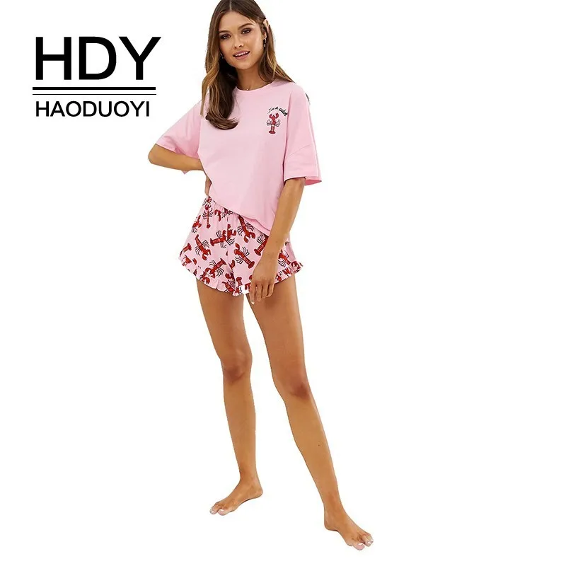 HDY Haoduoyi/Летняя женская футболка для отдыха в студенческом стиле с круглым вырезом