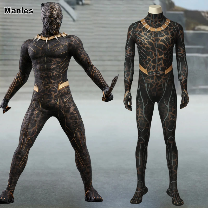 Черные костюмы Пантеры Erik Stevens T'Challa Косплей 4D принт Хэллоуин для мужчин взрослые Фэнтези вечерние Рождество с маской шлем