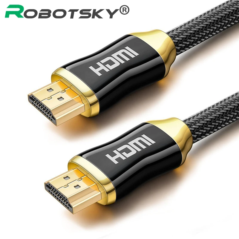 Robotsky высокое качество 4K* 2K HDMI 2,0 кабель 1/1. 5/2/3/5/8/10 м с золотым покрытием для PS4 Xbox проектор HD ЖК-дисплей Apple ТВ портативных ПК