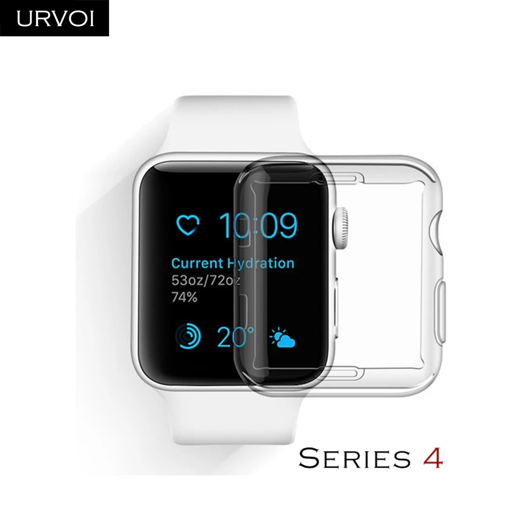 URVOI Full TPU case for apple watch series 5 4 3 2 clear cover screen protector for iWatch 40 44mm slim fit Ultra-thin frame