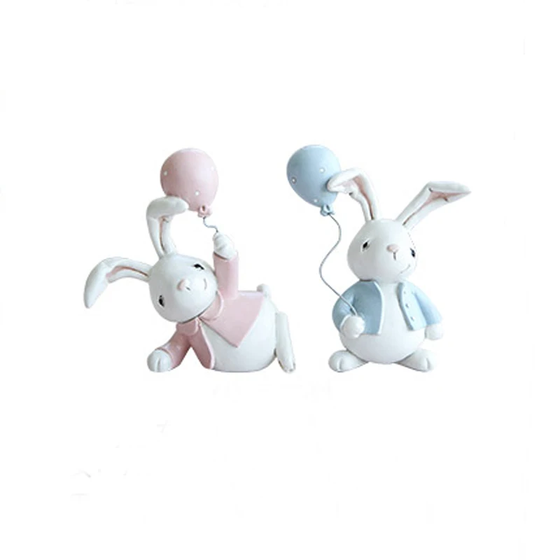 

2 pieces for a lot Resin Rabbits Home Decoration Art Craft Loft Model Birthday Gift Toy