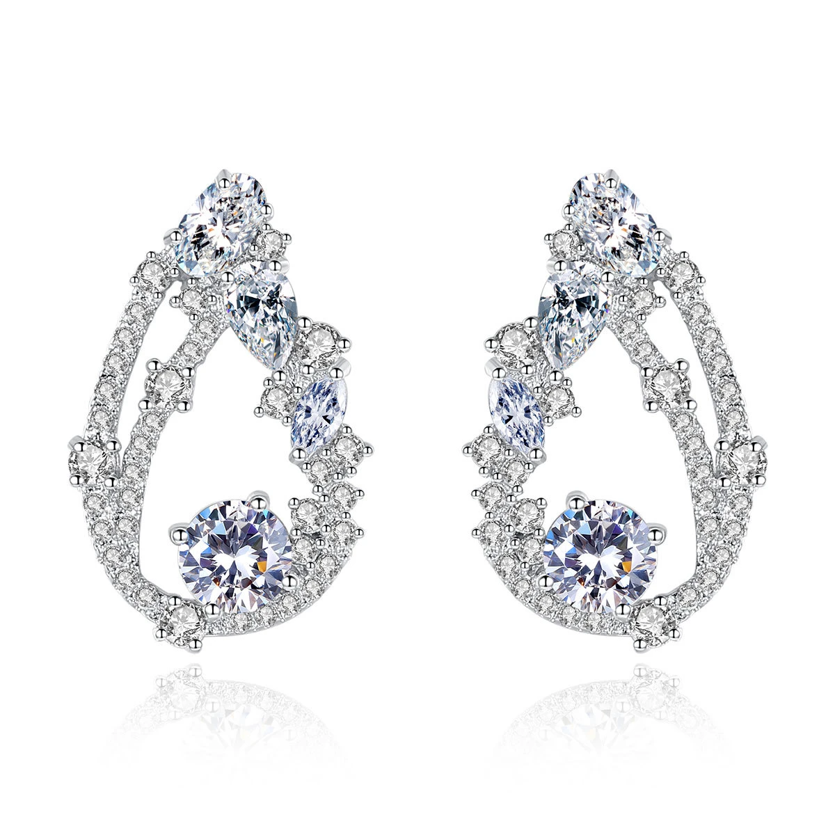 Crystal Tear Drop Shaped Stud Earrings Shiny Cubic Zircon Water Jewelry for Women Party Dress | Украшения и аксессуары