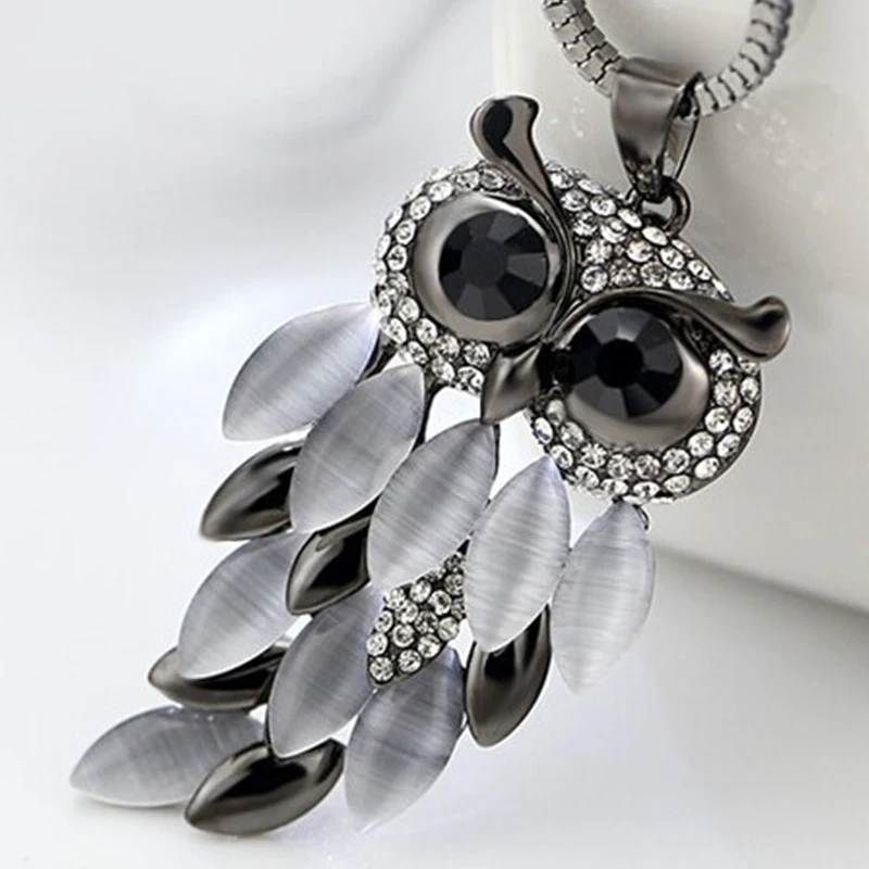Female Necklace Vintage Opal Cute Owl Long Sweater Chain European and American Fashion Jewelry | Украшения и аксессуары