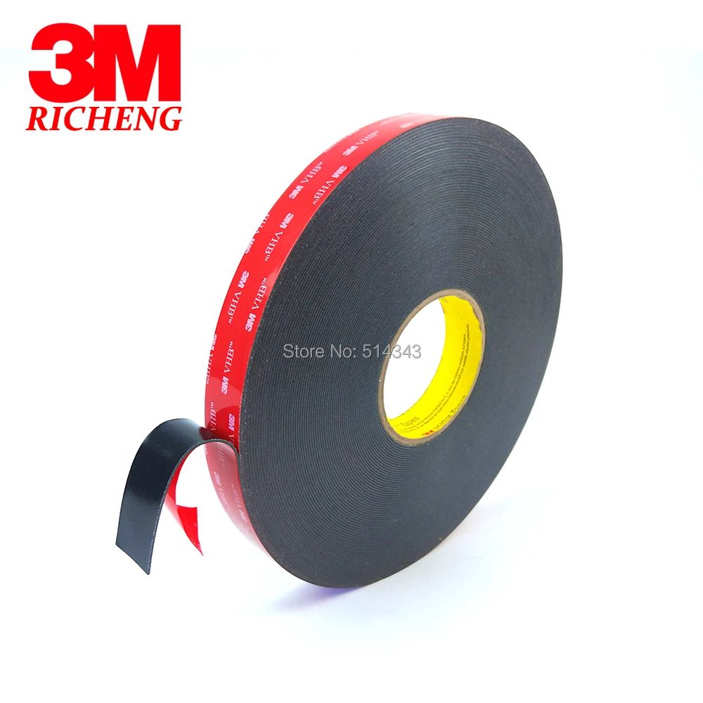 

1Roll/Lot 3M VHB 5952 Heavy Duty Double Sided Adhesive Acrylic Foam Tape Black 15MMx33Mx1.1MM