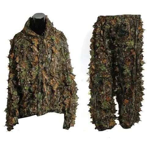 

ELOS-Polyester Durable Outdoor Woodland Sniper Ghillie Suit Kit Cloak Military 3D Leaf Camouflage Camo Jungle Hunting Birding