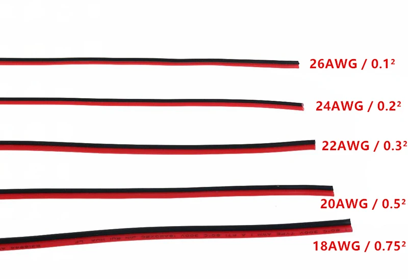 5M 2 контактный 18 20 22 AWG Электрический красные черные провод кабель