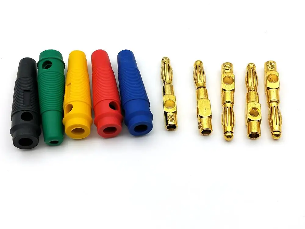 50 шт. 5 цветов позолоченный штекер 4 мм|plug 4mm|plug goldplug banana |