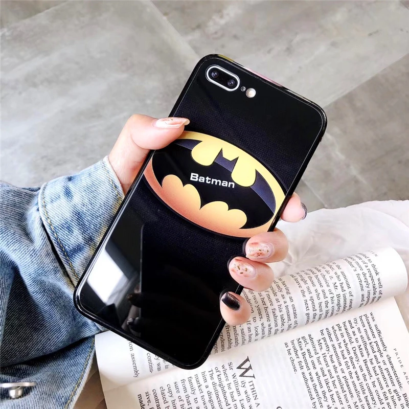 Чехол из закаленного стекла Arvin Marvel DC для iPhone XR XS MAX 8 7 6S Plus 7Plus 8Plus Coque с логотипом Ironman Batman, чехол для телефона Capinha