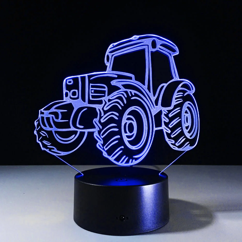 7 цветов авто изменение 3D сенсорный светодиодный ночник трактор USB Декор подарок