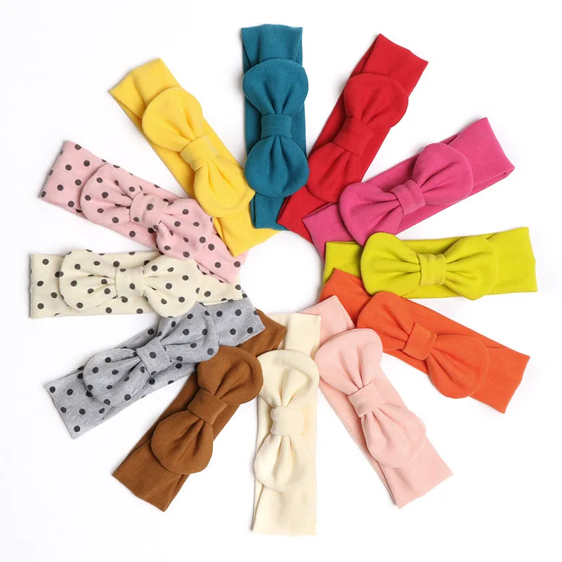 Цветной ободок с бантиком для девочек хлопковые ободки кроличьими ушками тюрбан
