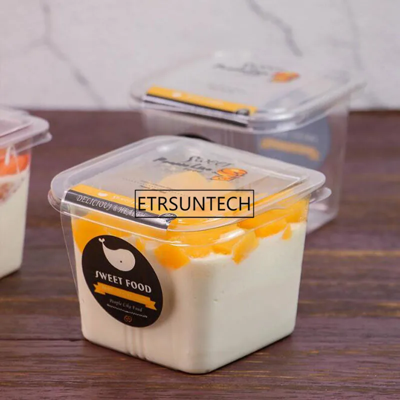 Прозрачная квадратная пластиковая коробка для торта мусса капкейков с крышкой