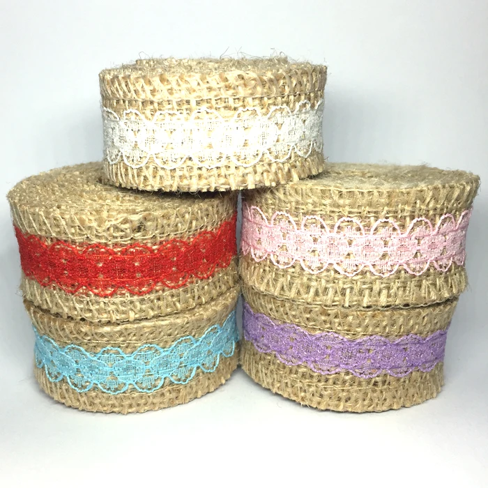 1 рулон 2 метра натура джутовая Мешковина гессианская лента с кружевной отделкой