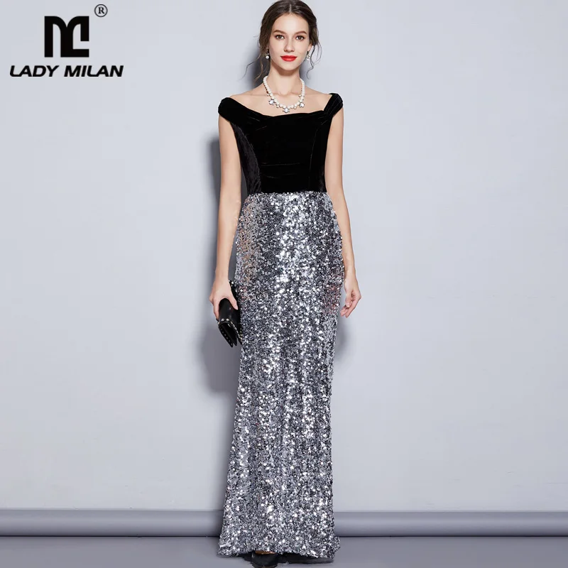 Женские модельные дизайнерские платья с воротником лодочкой элегантные длинные