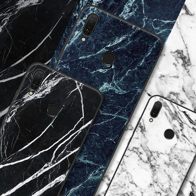 For Huawei Enjoy 9plus case Purecolor Stone &amp wood grain painted all inclusive Soft TPU shell back cover Huawie Y9 2019 |