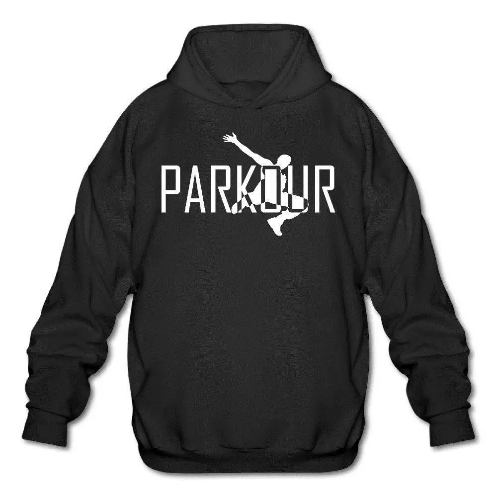 БАДУ Прохладный Паркур Искусства мужская Черный Новинка DIY Печати С Капюшоном
