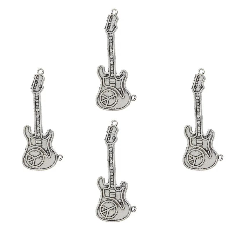 Yishan 2Pcs Guitar Charm Silver Alloy Pendant Diy Jewelry Accessories Necklace Bracelet Earrings Keychain EY3368 | Украшения и