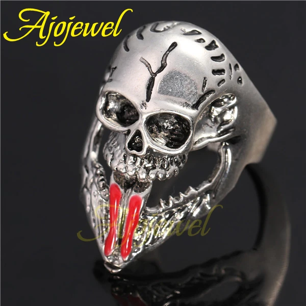 Ajojewel панк черный красный большой череп кольцо Ювелирное Украшение Мужская мода