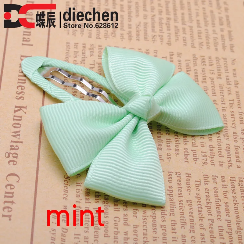 Mint Hairclips 2 шт./лот сплошная корсажная лента банты для маленьких девочек заколки для волос Детские аксессуары разные цвета - Цвет: Mint Hairclips