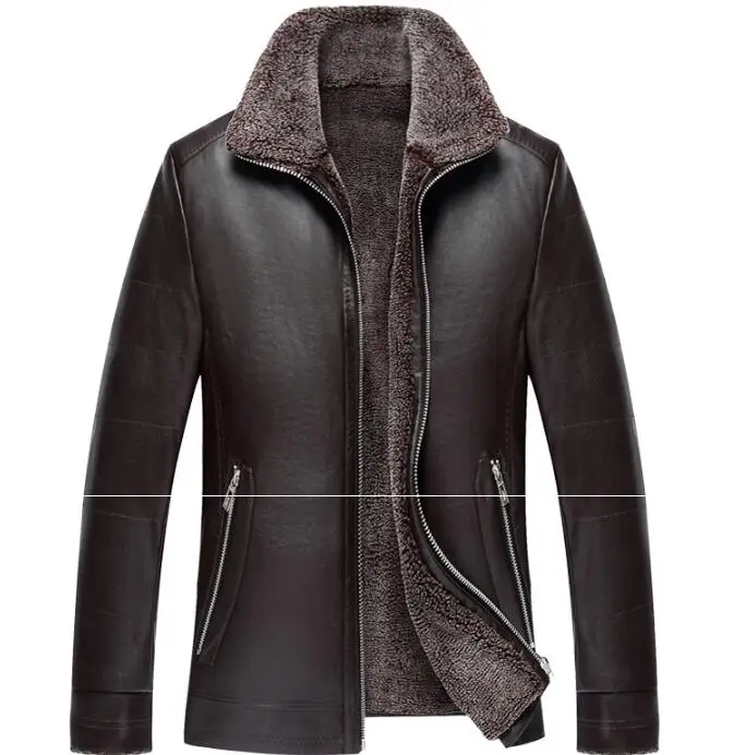 M-3XL HOT / Spring Men's New Fashion Aged and aged plus plush pu jacket