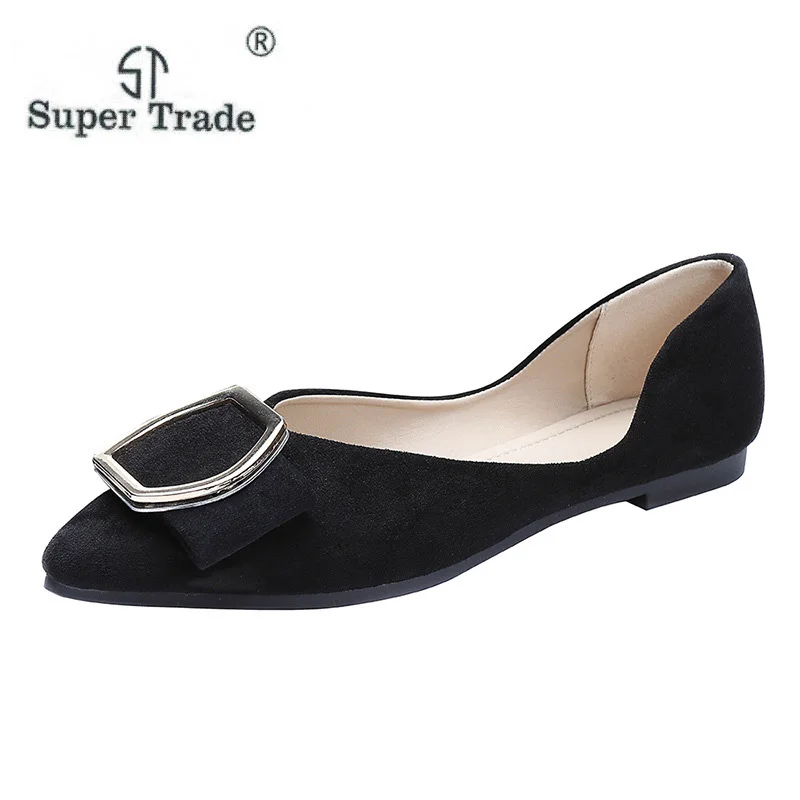 Женская обувь на плоской подошве летняя женская модная из флока с металлическими