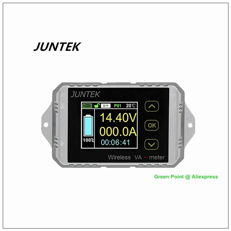 Счетчик кулона JUNTEK VAT1050 100 В 50 А автомобильный измеритель напряжения и тока