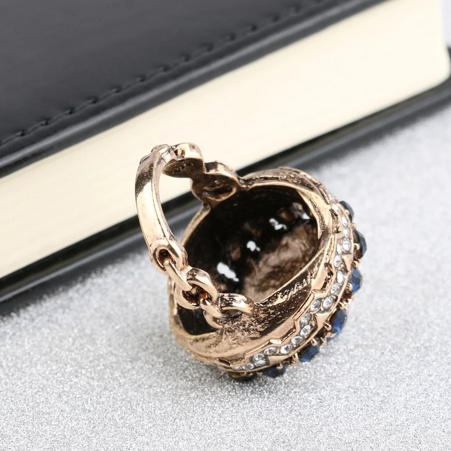 Kinel Hot Luxury Big Natural Stone Ring Vintage Crystal Antique Rings For Women Gold Color Party Christmas Gift Turkish Jewelry images - 6