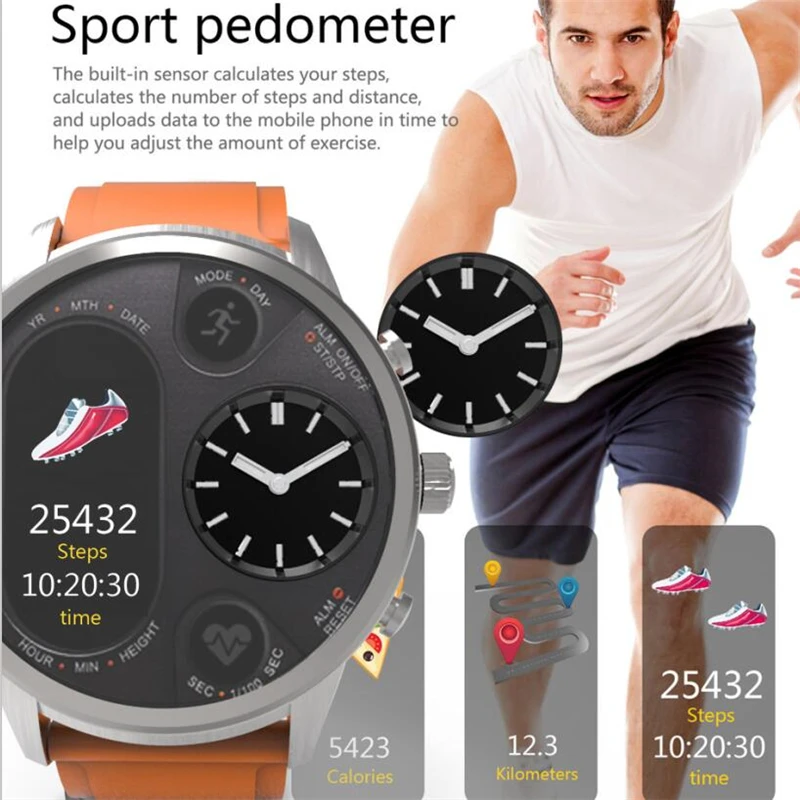 Новые спортивные Гибридный IP68 Водонепроницаемый Смарт часы Нержавеющая сталь