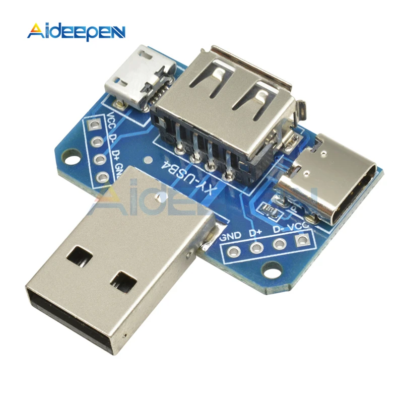 Микро-usb для USB type-C A штекер для usb type A гнездо для 2,54 мм 4 P 4-контактный разъем интерфейс конвертер Модуль коммутационная плата