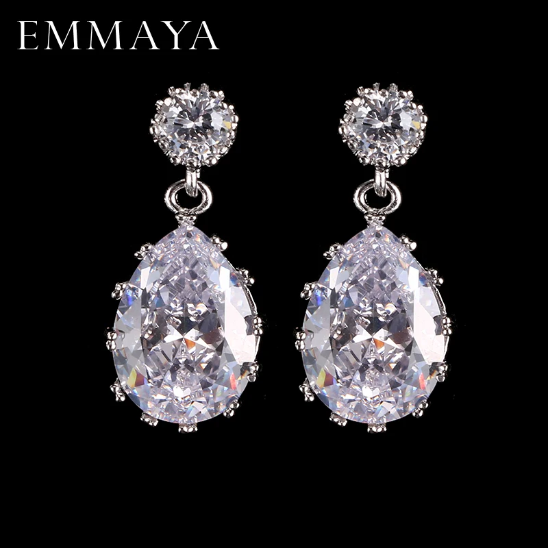 Женские классические серьги EMMAYA большие с кристаллами из фианита|bridal drop earrings|bridal