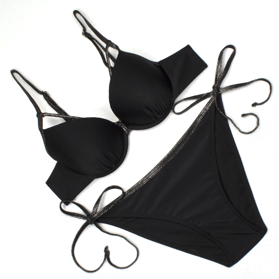 Женское бикини с пуш апом ESSV сексуальное перекрещенными завязками на шее пляжный