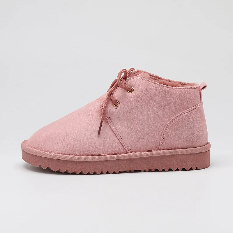 Pink Новое поступление; женская зимняя обувь; Модные женские ботильоны; женские повседневные Бархатные ботинки на плоской подошве; зимние ботинки для девочек - Цвет: Pink