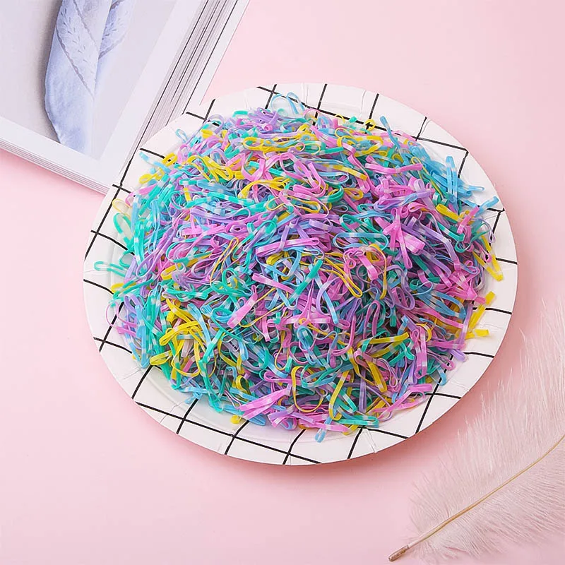 Colorful 4 500pcs 1000 шт./лот, большой круг, одноразовые, для взрослых и детей, ТПУ, резинка для хвоста, резинка для волос, кольцо для волос для девочки, головной убор для девочки - Цвет: Colorful 4 500pcs