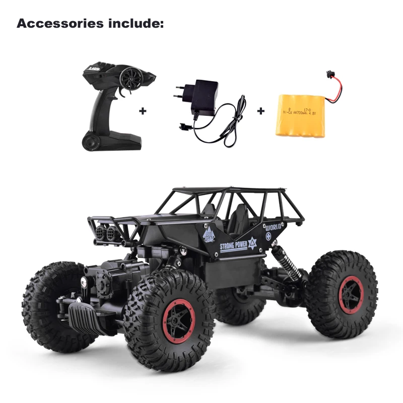 1:18 RC Car 4DW Rock Crawlers 2.4GHz Metal Rally Climbing Double Motors Bigfoot Remote Control Model Toys for Boys | Игрушки и хобби