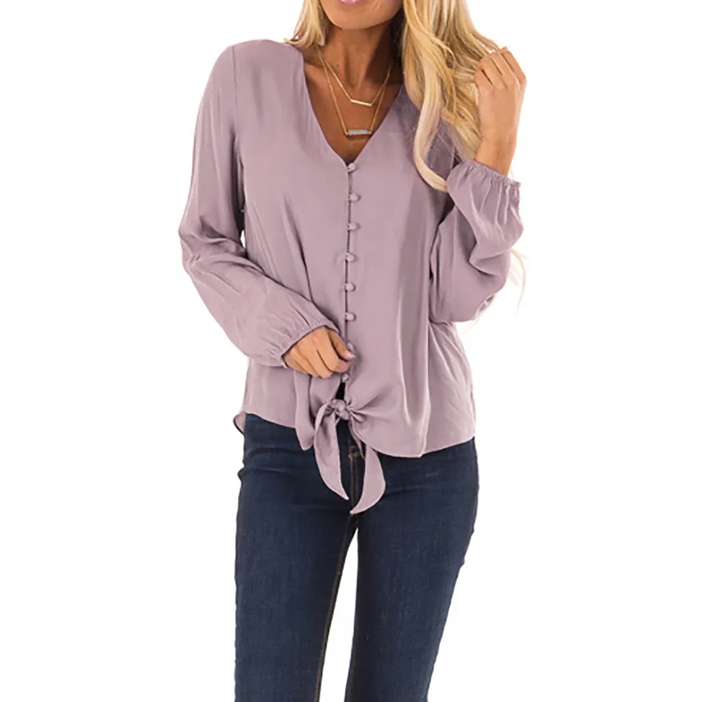Женская сексуальная блуза с v образным вырезом и пуговицами модные топы длинным