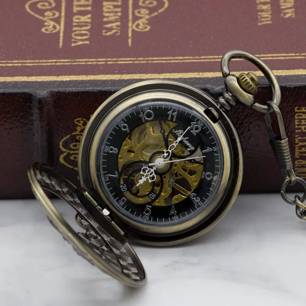 New Antique Fashion Hollow Mouse Hexagon Hand-wind Mechanical Pocket Watches with Chian For Men Women PJX1309 | Наручные часы