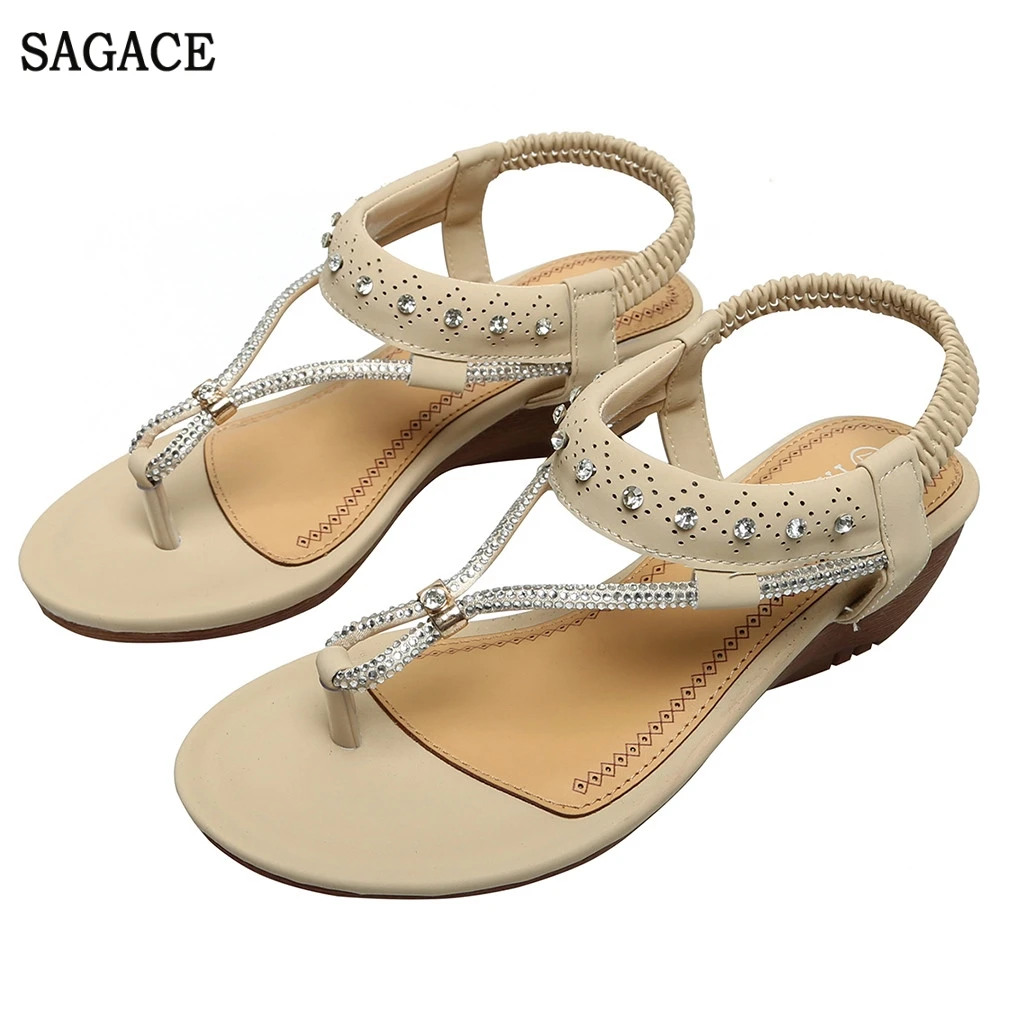 Сандалии SAGACE женские на танкетке богемные пляжные босоножки низком каблуке с