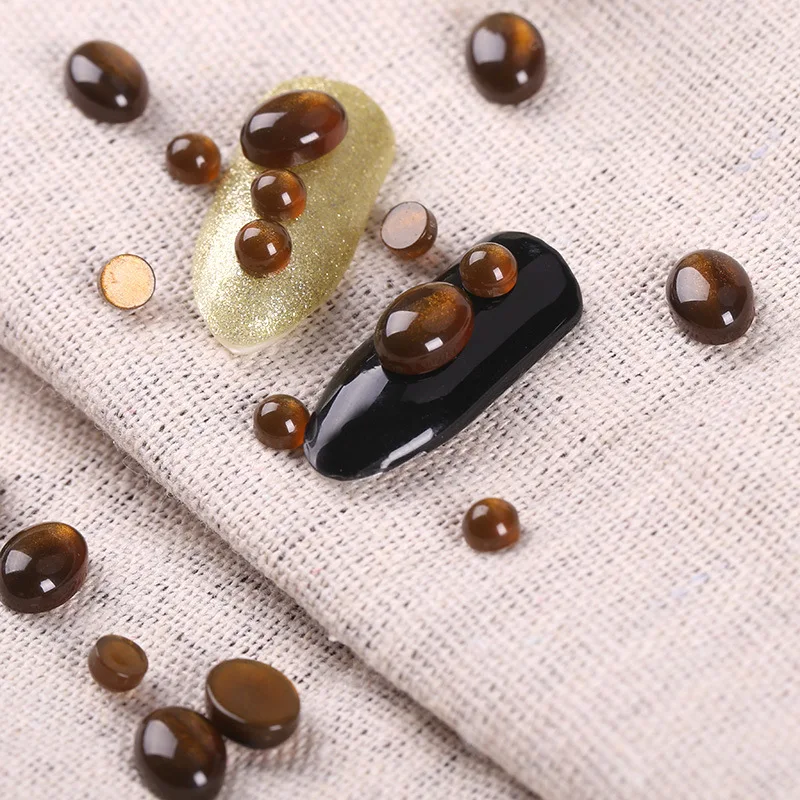 20 шт./пакет кофейный цвет Стразы для ногтей кошачий глаз камни с плоской задней