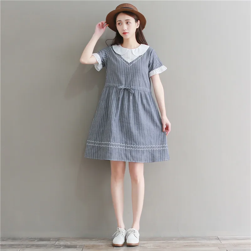 2019 Fashion Women Girls Retro Dress Summer Casual Striped Dresses Short Sleeve Mini Sundress Elegant Vestidos Clothes | Женская одежда