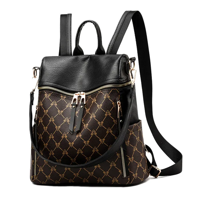 coffee Новинка, Mochila Feminina, женский рюкзак из искусственной кожи, Ретро стиль, женские школьные сумки с принтом для девочек-подростков, сумки через плечо, рюкзак - Цвет: coffee
