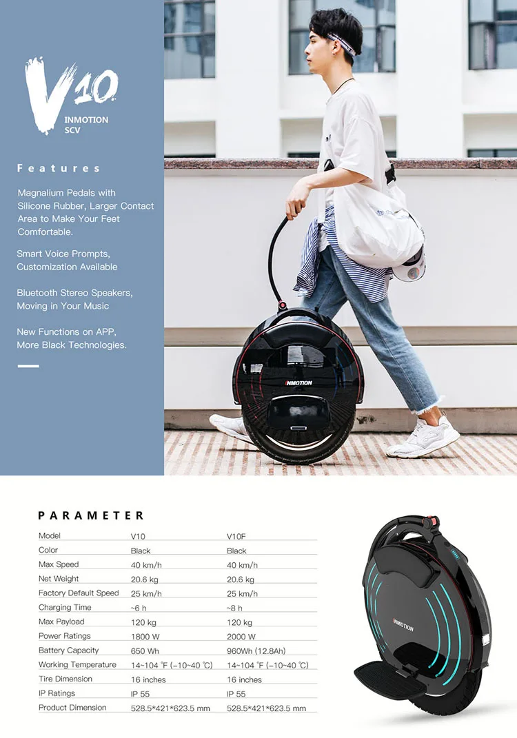 Inmotion V10F баланс Smart скутер балансируя Monowheel электрический одноколесном велосипеде 2000 Вт Профессиональные игры одно колесо скейтборд
