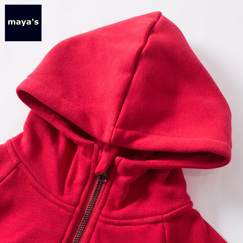 Mayas/модные красные хлопковые детские свитшоты новые весенние однотонные