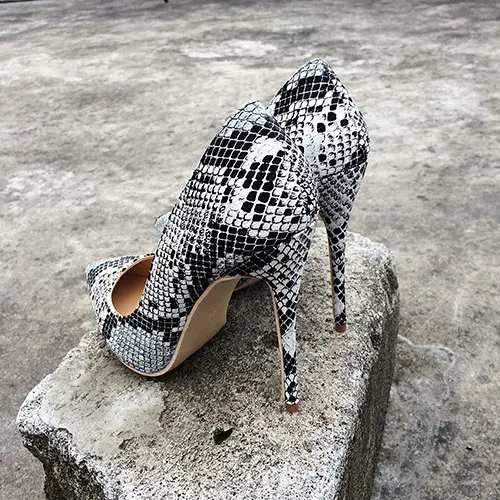 12cm Heels Veowalk со змеиным принтом дизайн Для женщин пикантные туфли на очень высоком каблуке 12/10/8 см шпильках острый носок вечерние свадебные женские туфли-лодочки пользовательское соглашение - Цвет: 12cm Heels