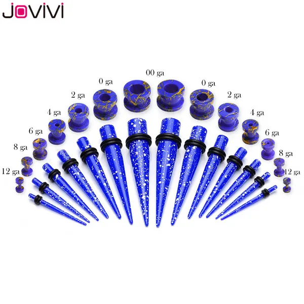 28pcs Set 3 Jovivi 28 шт. 12 г-00 г акриловые ленты растяжки комплект+ туннель с двумя расширяющимися концами винт Туннели Вилки Сережка-расширитель комплект ушко пирсинг тела - Окраска металла: 28pcs Set 3