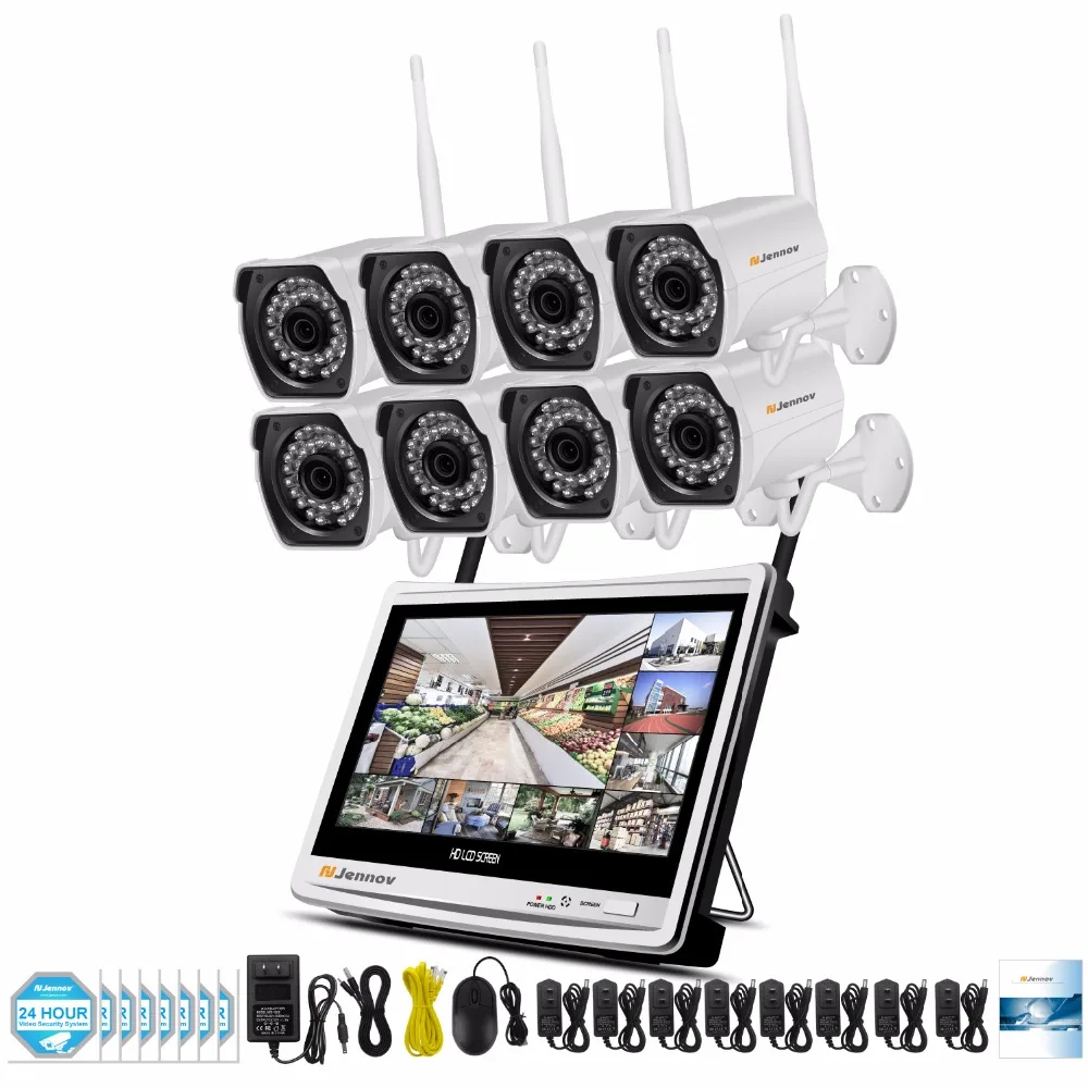 Jennov CH 1080P Беспроводной NVR комплект WiFi CCTV система 1" ЖК монитор экран 2MP уличная инфракрасная камера видеонаблюдения комплект видеонаблюдения