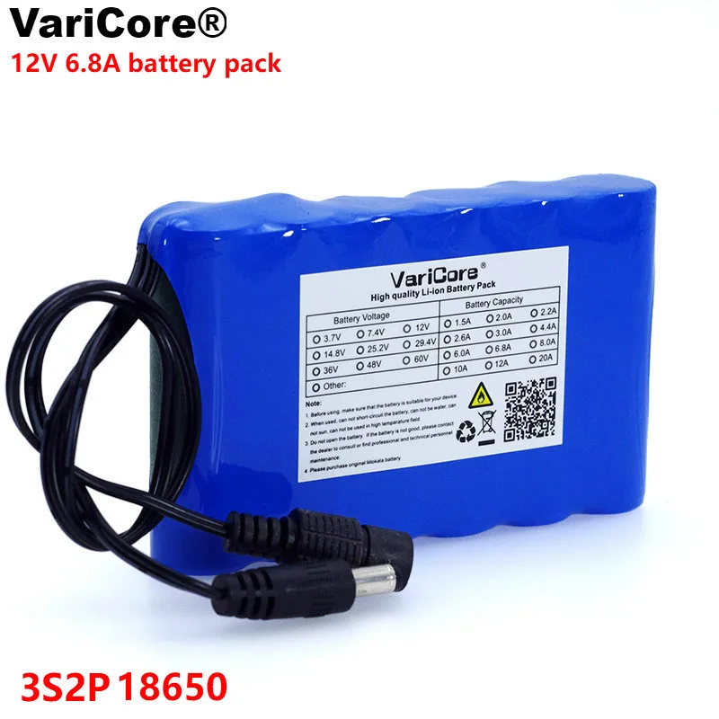 VariCore 12 V 6800 Mah портативный супер 18650 перезаряжаемый телефон емкость CCTV Cam Monitor DC 6