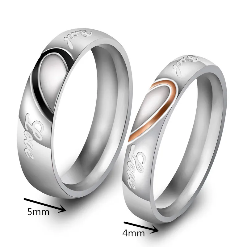 Корейская версия пазл-Кольцо из титановой стали в форме сердца для пар простой